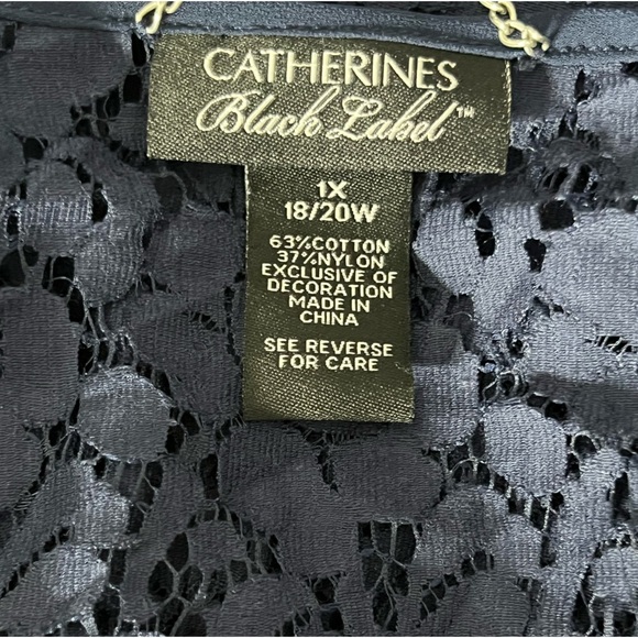 CATHERINES BLACK LABEL Women’s Navy Blue Lace Detail Open Front Cardigan Size 1X - Picture 6 of 6